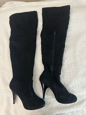 Black Over-the-Knee High Heel Boots